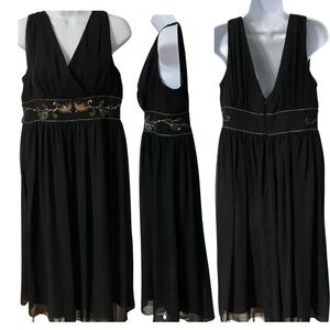 A. B. S. by Allen  Schwartz Black Dress with Embroidery  and Beadwork in midline